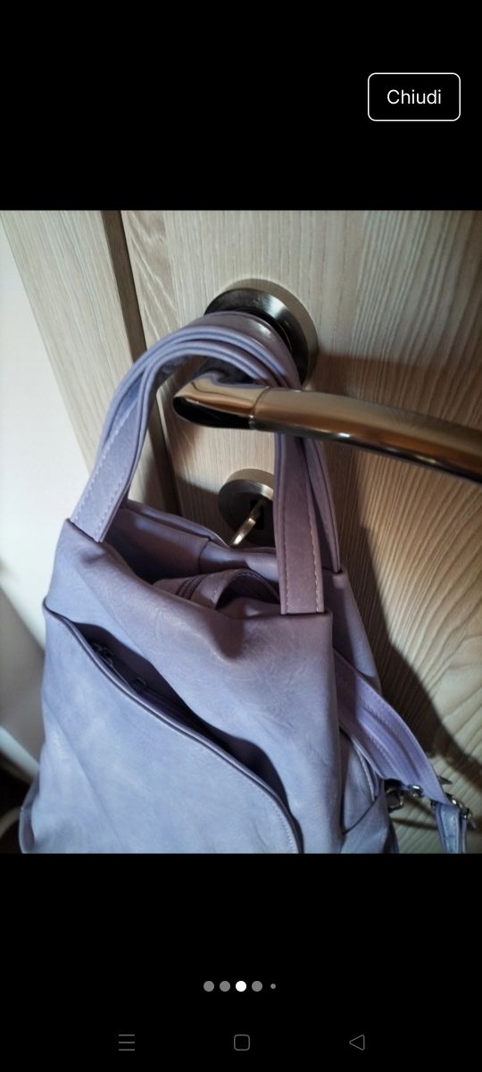 Borsa/zaino ecopelle lilla nuova