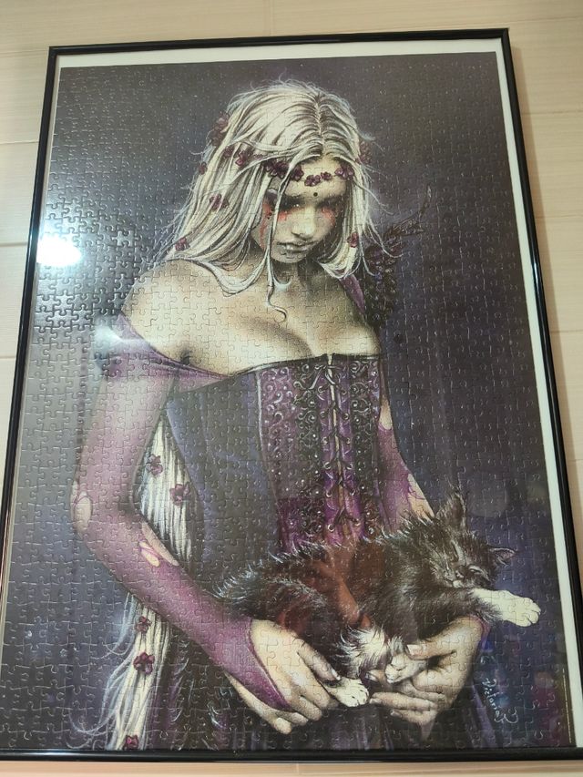 Cuadro puzzle  gótico mujer con gato