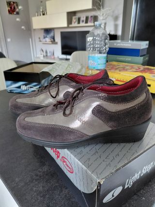 Scarpe donna Lolita zeppetta marrone/argento