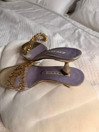 Sandalias Albano Piel Vinilo Pedrería T.37