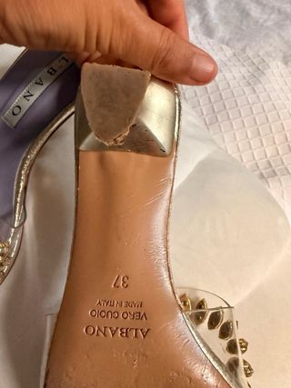 Sandalias Albano Piel Vinilo Pedrería T.37