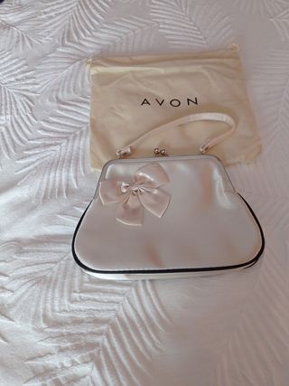 Bolso de fiesta Avon blanco con lazo