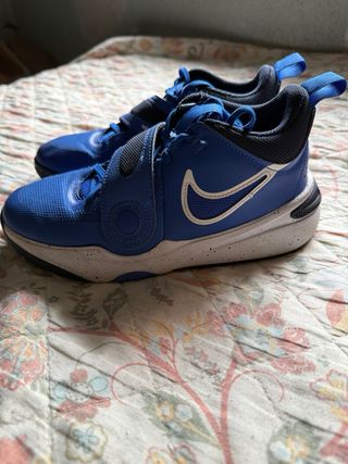 Zapatillas Baloncesto Nike Niño Azul Blanco