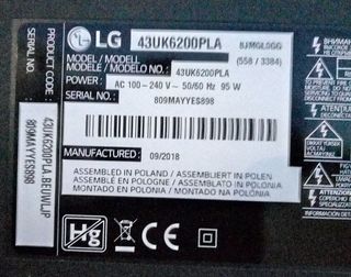 Placa Main LG EAX67872805(1.1) para 43UK6200PLA