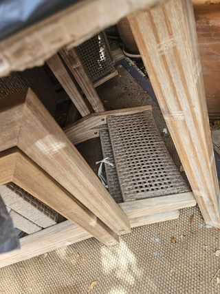 Mesa de jardín grande y 6 sillones