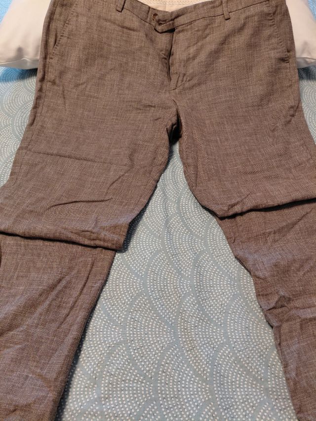 Pantalones casuales de lino grises