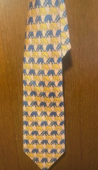 Corbata Dior elefantes azul y amarillo