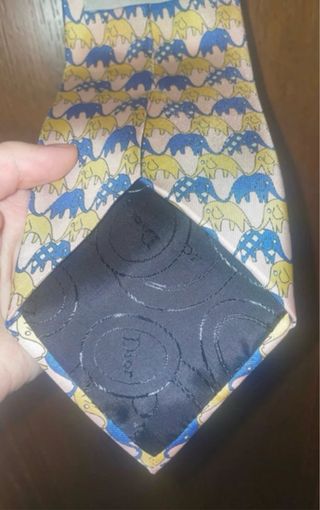 Corbata Dior elefantes azul y amarillo