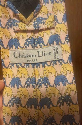 Corbata Dior elefantes azul y amarillo