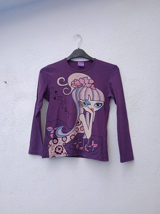 Camiseta Morada imagen Muñeca. T: 12 años