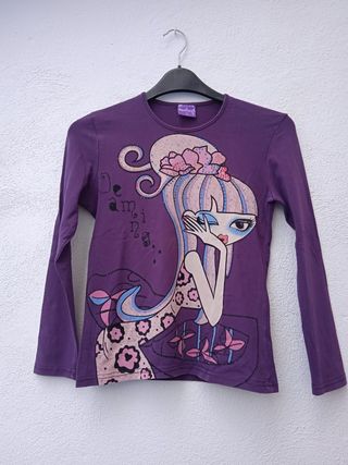 Camiseta Morada imagen Muñeca. T: 12 años