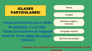 Clases particulares para primaria, 1 y 2 ESO