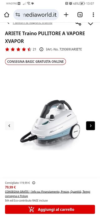 Ariete Vaporella Pulitore a Vapore