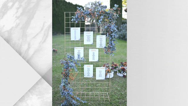 Panel Metálico Dorado para Seating Plan