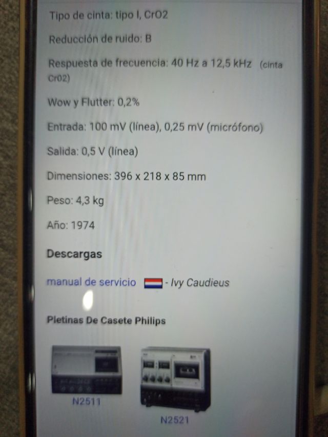 Pletina gravadora Philips N2520 Vintage HOLANDA