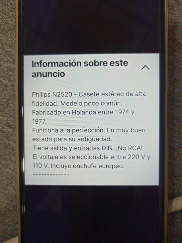 Pletina gravadora Philips N2520 Vintage HOLANDA