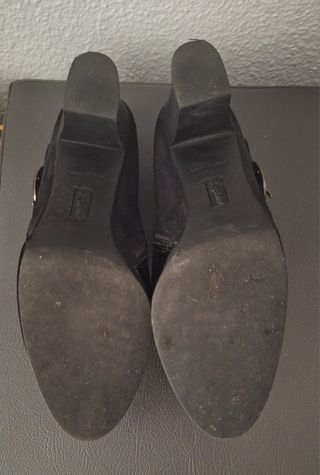 Zapatos mujer de tacón alto, negros charol y ante.