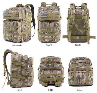 Mochila Táctica Militar 50L Camuflaje + 2 Parches