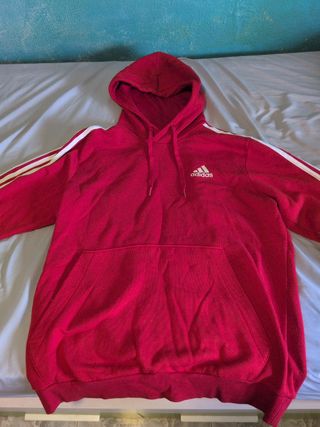 Sudadera Adidas Roja con Rayas Blancas