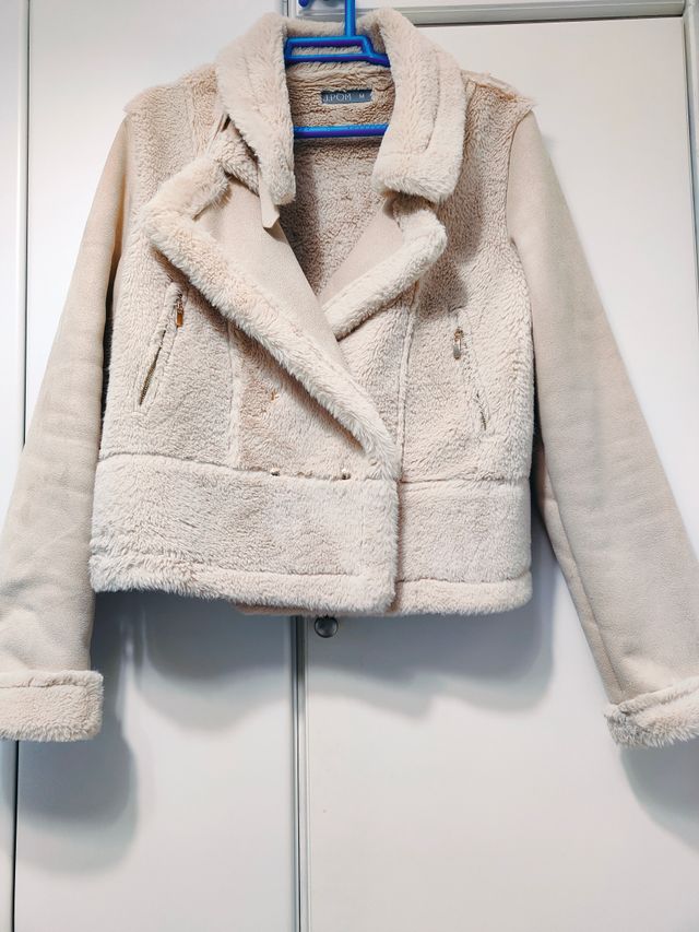 Chaqueta pelo biker beige Talla M