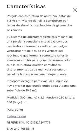 OPORTUNIDAD Pérgola bioclimática antracita 300x360