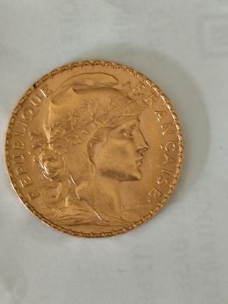 Moneda Oro 22k Marianne Coq Francia