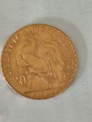 Moneda Oro 22k Marianne Coq Francia