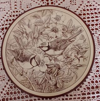 Piatto decorativo vintage uccelli 24x1x24