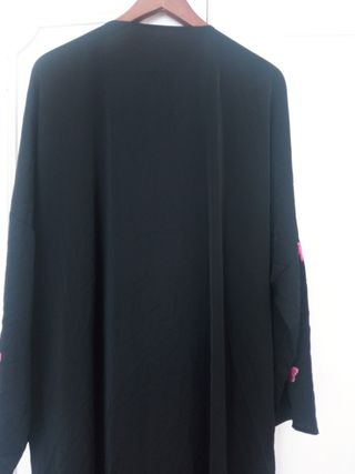 Kimono Túnica Negra Mariposas Rosas Talla 3XL