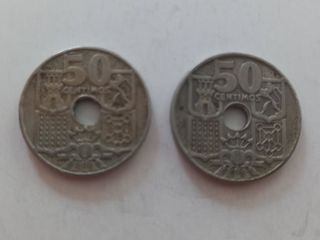 2 Monedas España 50 Céntimos 1949