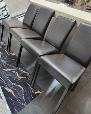 4 Sedie in ecopelle marrone