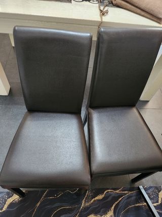 4 Sedie in ecopelle marrone