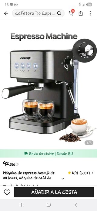 Cafetera Espresso Aeomjk 20 bares