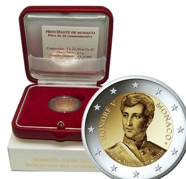 Moneda 2€ Mónaco 2019 Honoré V Proof