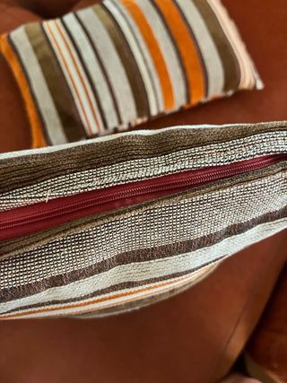 Lote 4 cojines rayas marrón y naranja