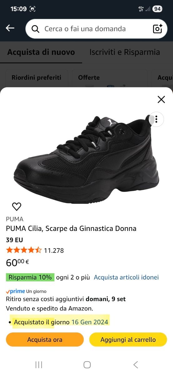 Scarpe Puma nere donna taglia 39