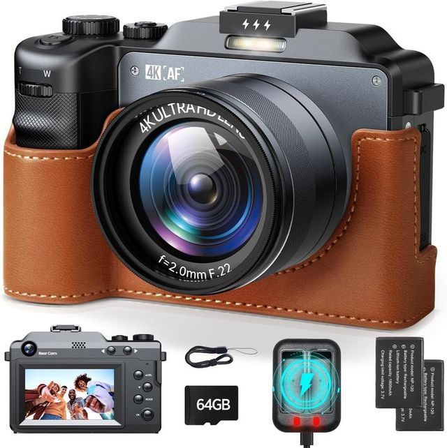Fotocamera digitale 4K da 64 MP con obiettivo a doppia messa a fuoco da 64 GB