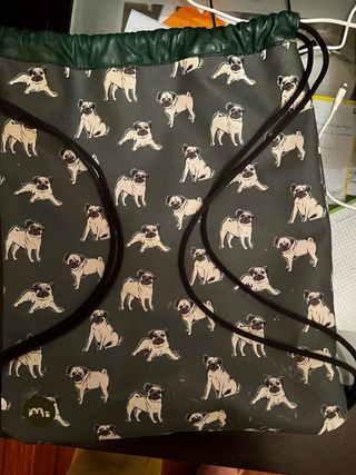 Mochila saco con perritos carlinos.