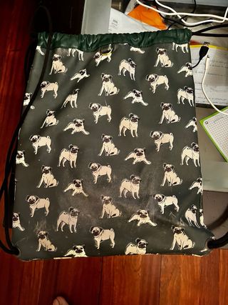 Mochila saco con perritos carlinos.