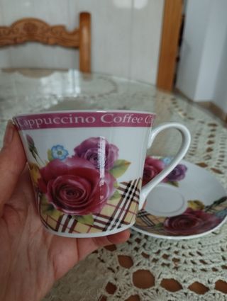Juego 6 Tazas Porcelana Flores