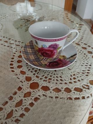 Juego 6 Tazas Porcelana Flores