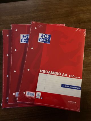 3 Recambios Oxford A4 100 Hojas
1 línea con margen