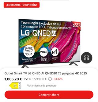 LG 75 Smart TV Nano80 4K