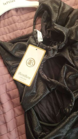 Vestido de fiesta negro con brillos,talla unica