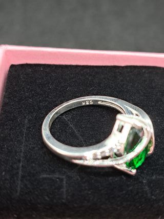 Anillo Plata 925 Talla 7 con Piedra Verde