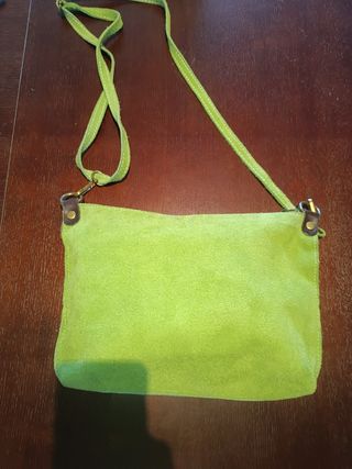 Bolso GENUINE LEATHER de piel verde mujer precioso