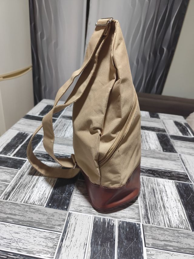 Borsa a zaino beige e marrone