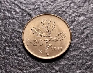 20 Lire 1969 Italia Quercia