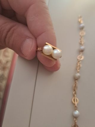  Anillo y Pulsera Oro 18k Perlas naturales.