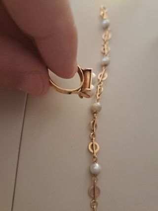  Anillo y Pulsera Oro 18k Perlas naturales.